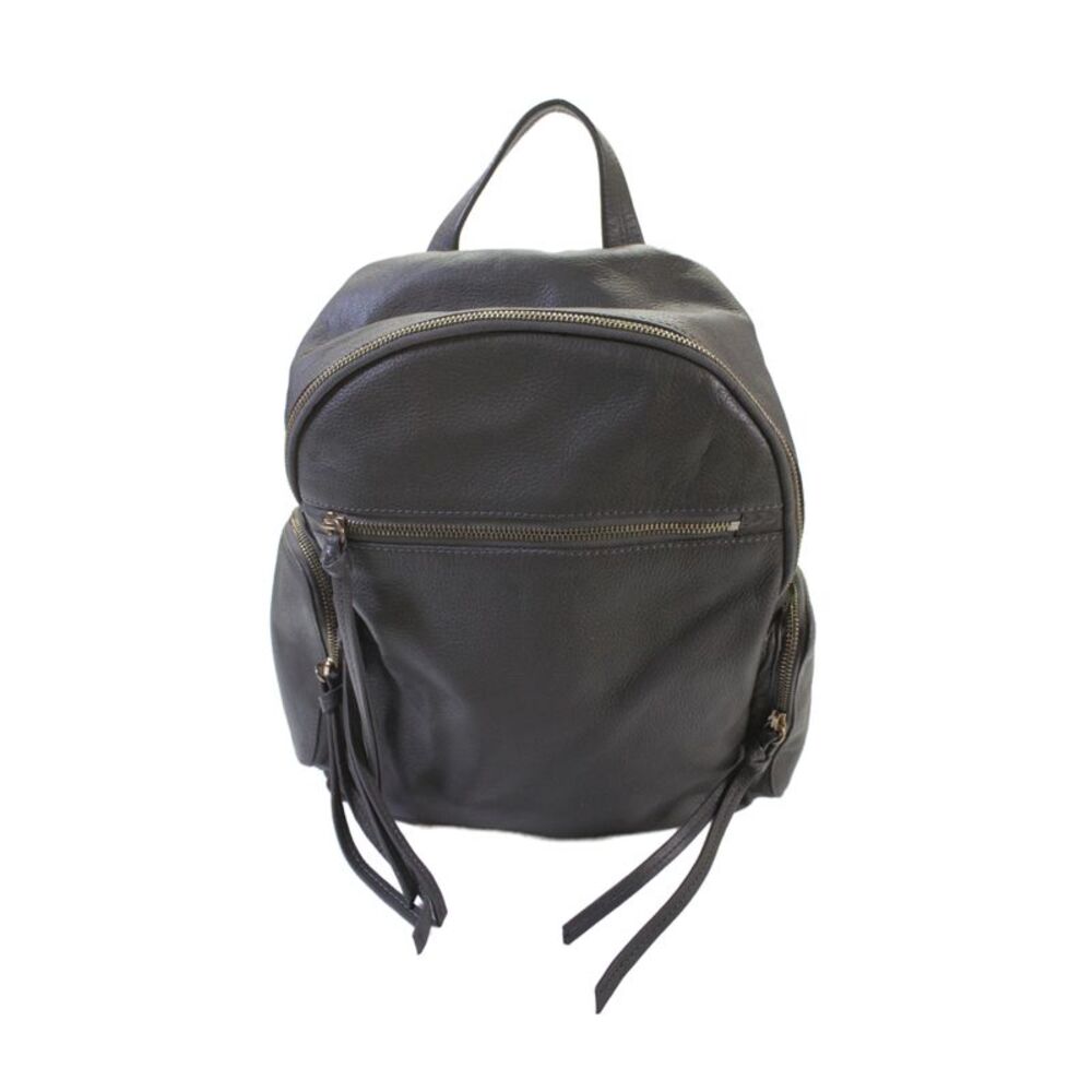 Kooba Womens Leather Zippered Fringe Detail Backpack Gray